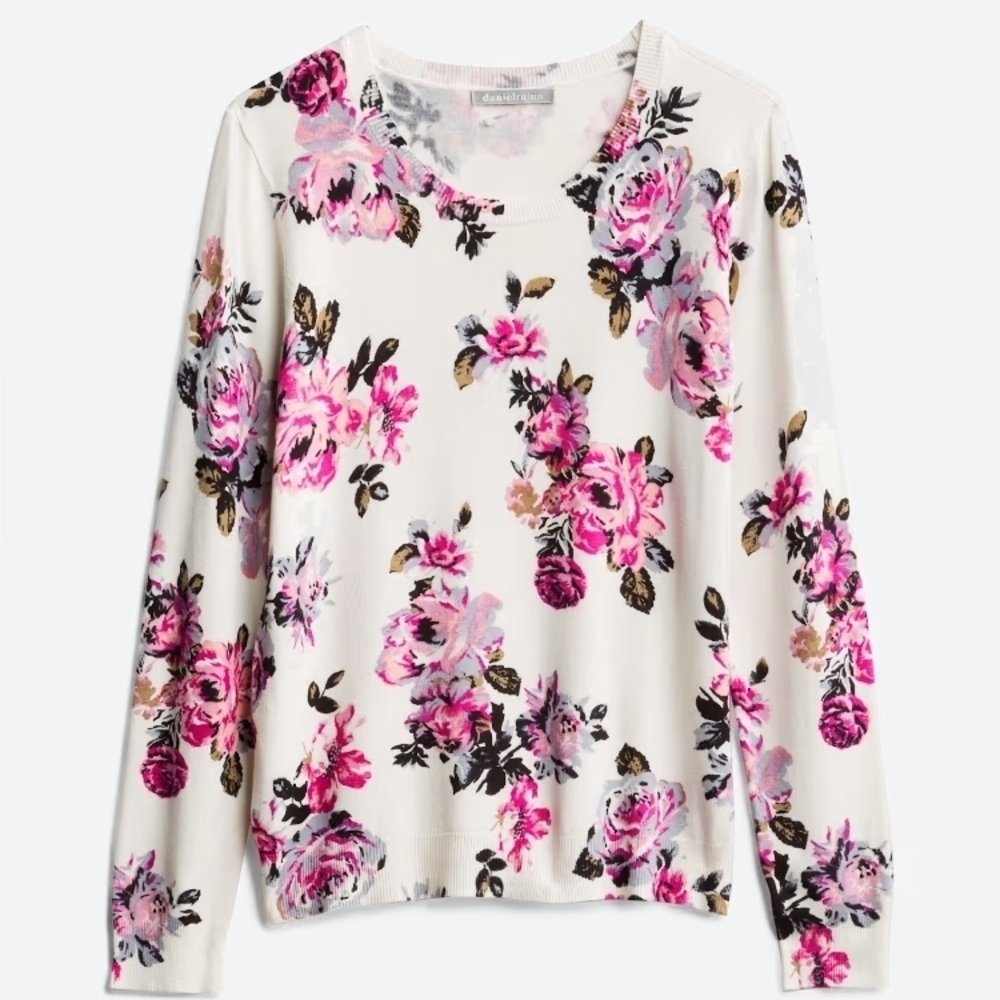 Floral Pink and White Sweatshirt
